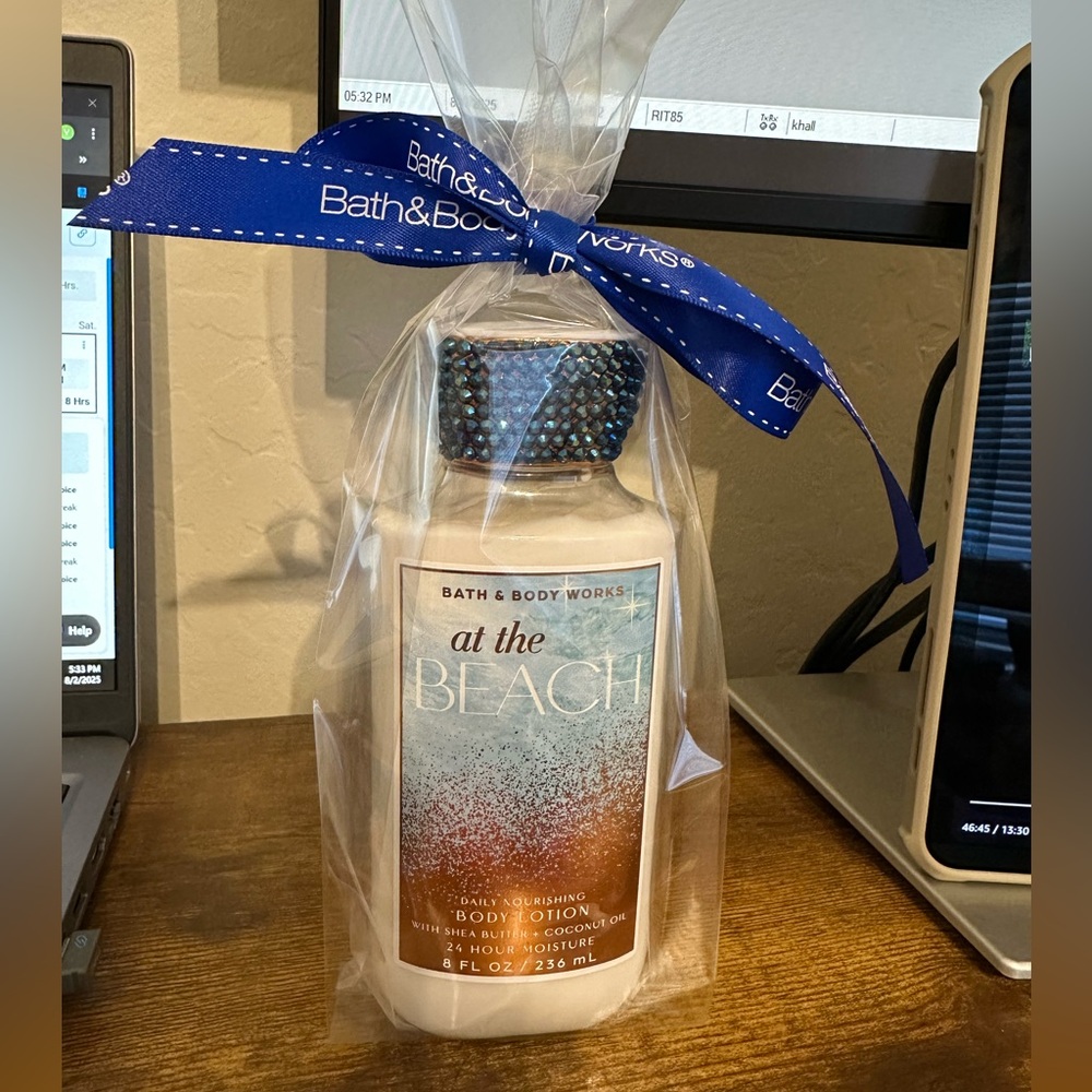 Bath & Body Works At The Beach Body Lotion - Blue, Orange, and White. Bedazzled